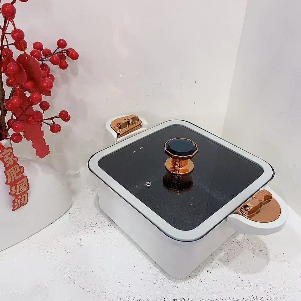 方形微压锅家用多功能微压锅双耳大容量不粘锅炖煮料理（随机发货）