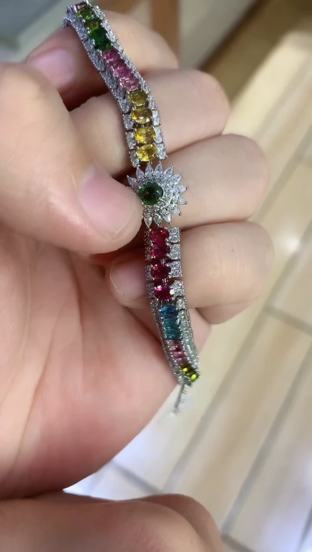 【闪购商品】碧玺手链银S925镶嵌...........