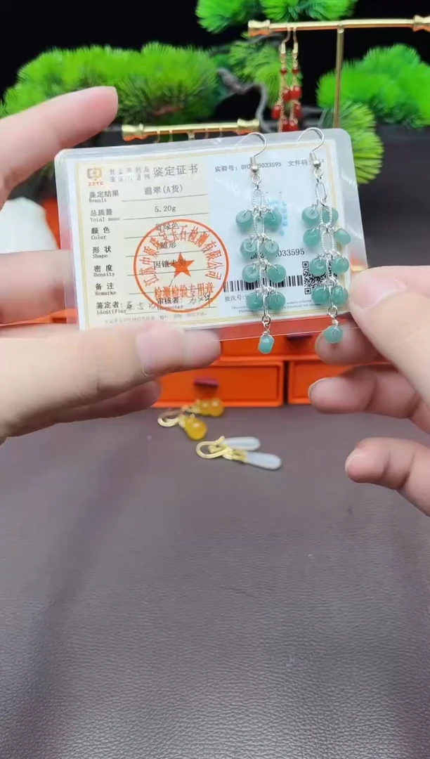 翡翠银S925镶嵌耳饰911