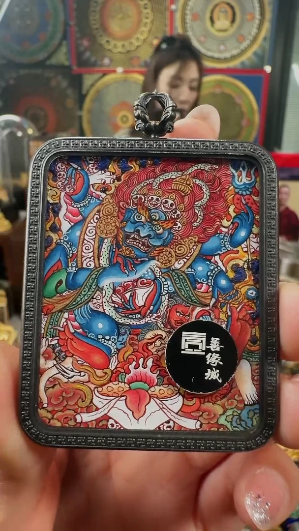 吊坠壹善缘城手绘唐卡大黑天