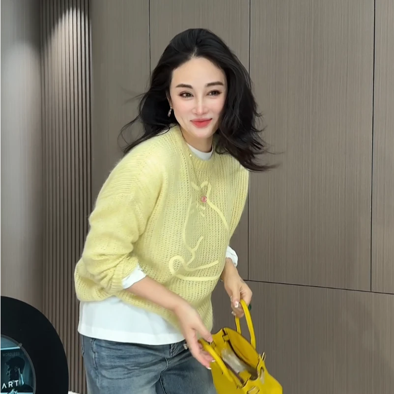 【菲儿推荐】韩系长袖针织衫可爱猫咪图案毛衣女秋冬爆款圆领宽松