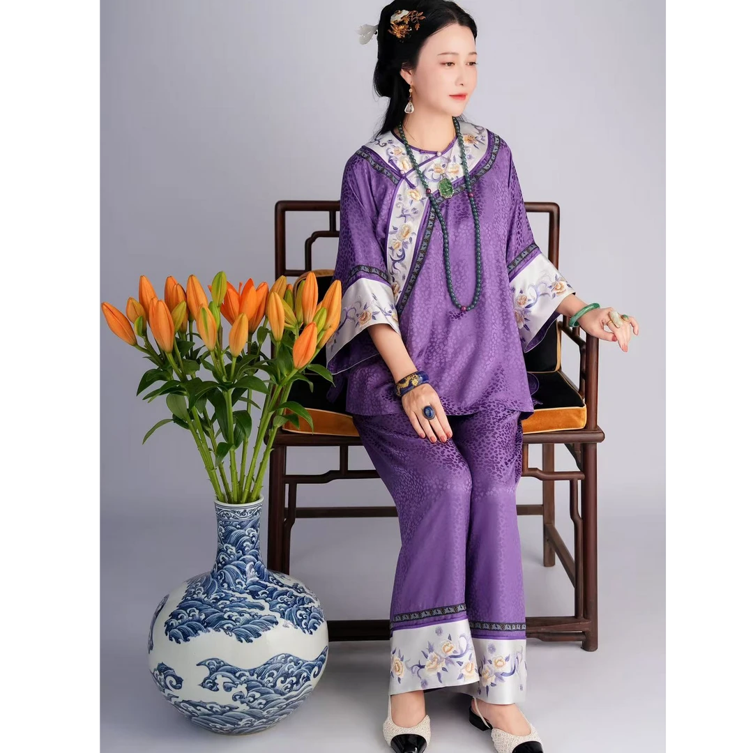 【云裳溪2025｜ 7月北京新款】 传统国风紫色刺绣套装