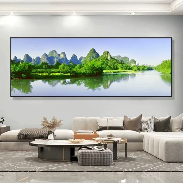 山水背有靠山沙发背景背景墙平面晶瓷挂画