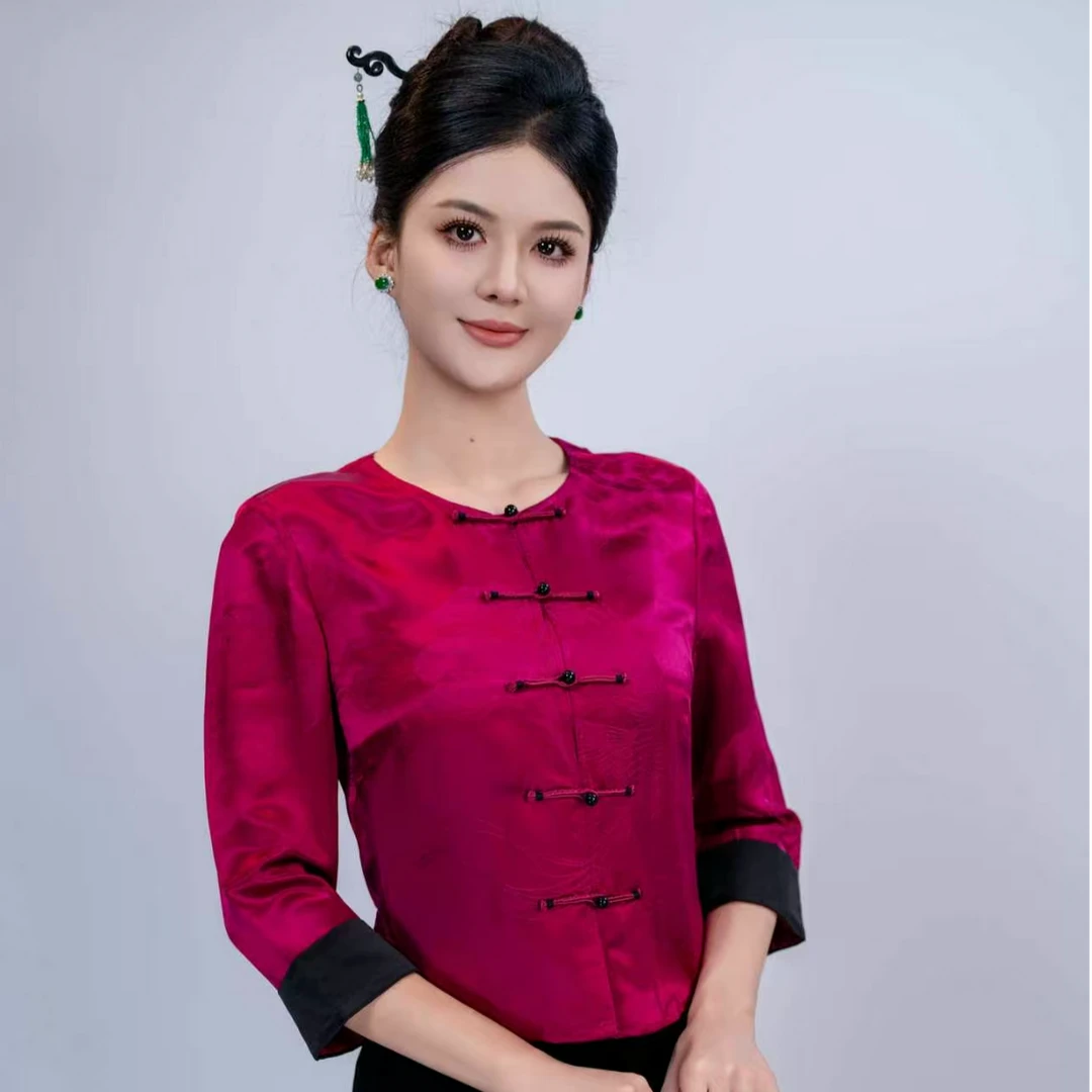 玉家人-曼火-桑蚕丝傣族服饰改良新中式中国风