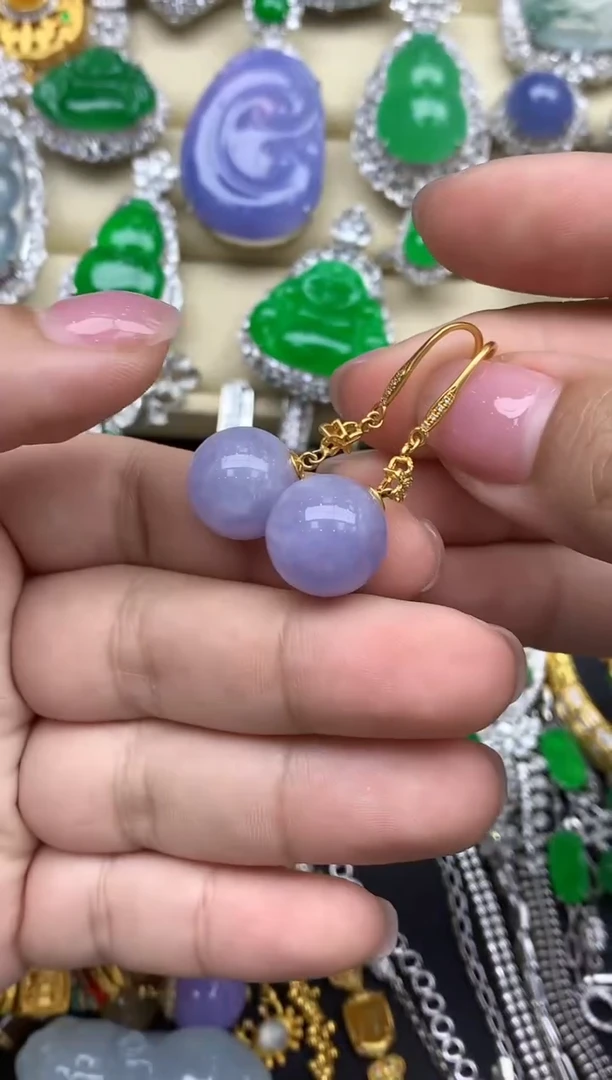 【闪购商品】翡翠耳饰18K金镶嵌452-中国好珍宝