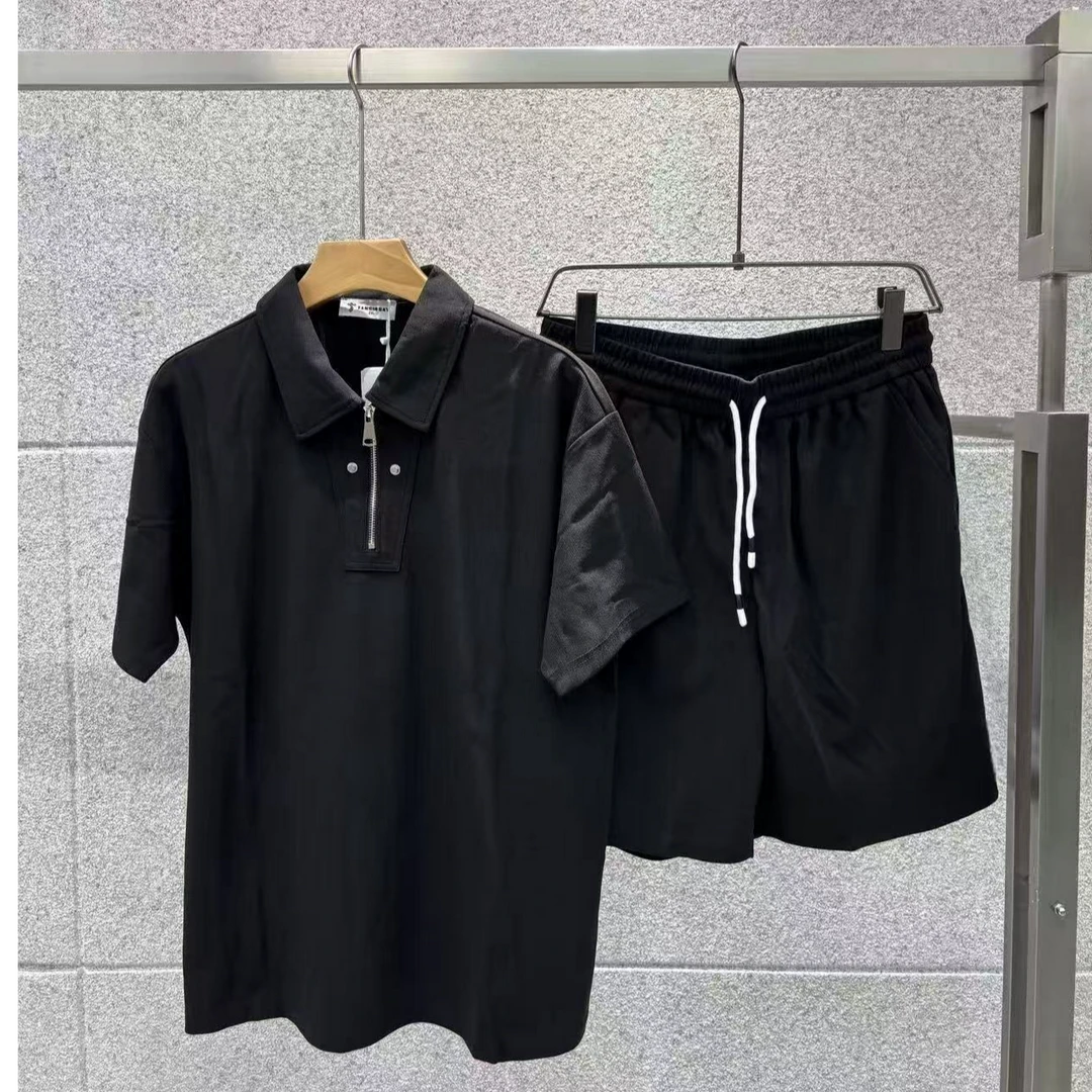 男士夏季polo领短袖短裤休闲运动套装宽松时尚速干舒适简约运动