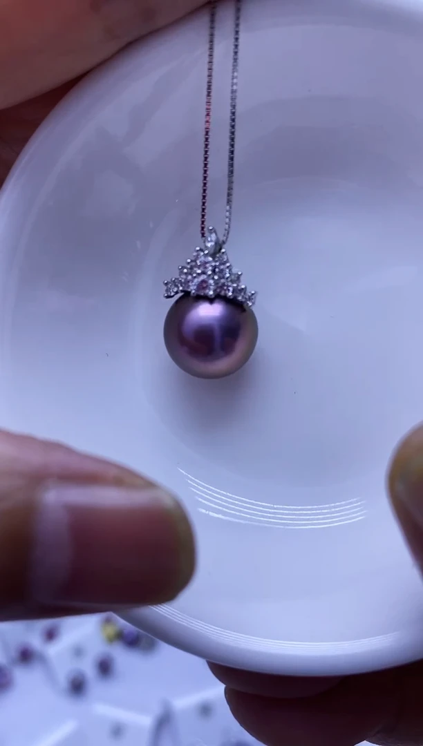 颈饰银S925镶嵌淡水珍珠吊坠
