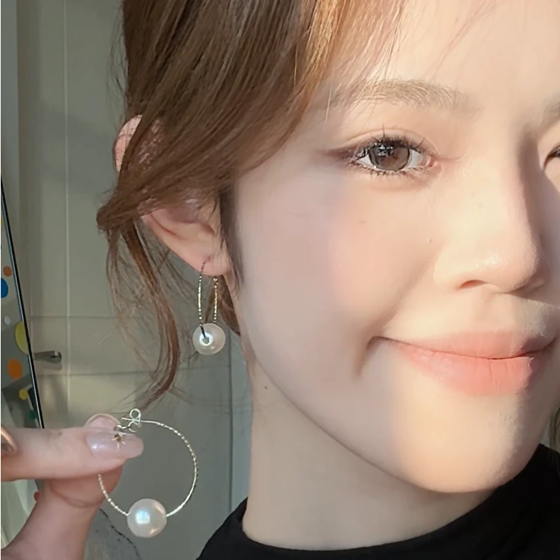 合金仿珍珠耳饰 港风复古金属珍珠耳扣女设计感小众个性简约气质