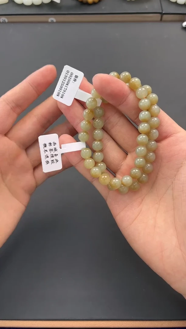 未镶嵌手串和田玉且末金山糖白手串卡8微色差 多样性拍一发一