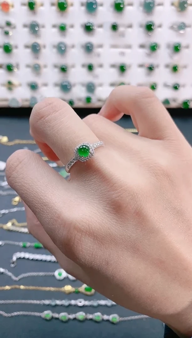 【闪购商品】翡翠戒指银S925镶嵌天然翡翠