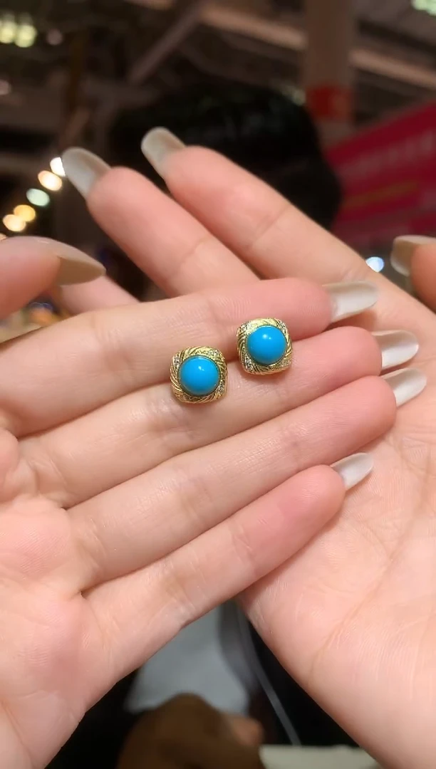 银S925镶嵌绿松石耳饰【宝石世家严选】