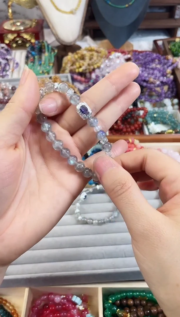 【闪购商品】玛瑙/玉髓手链未镶嵌灰月光天然水晶玉石