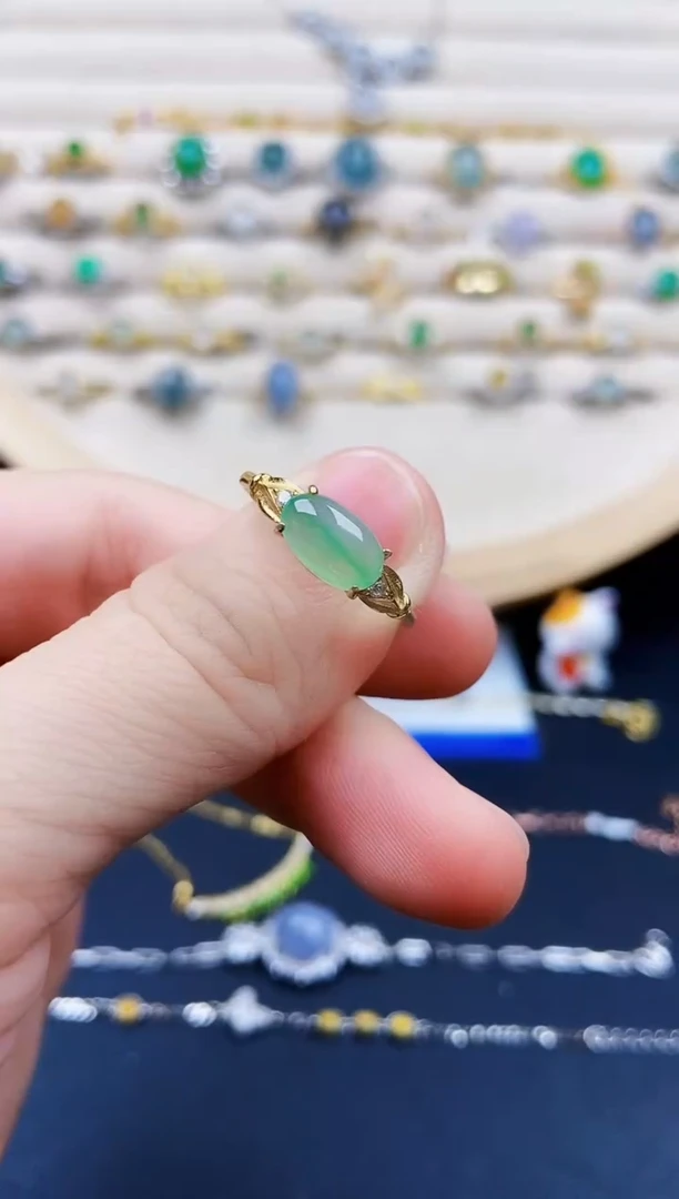 翡翠戒指银S925镶嵌21