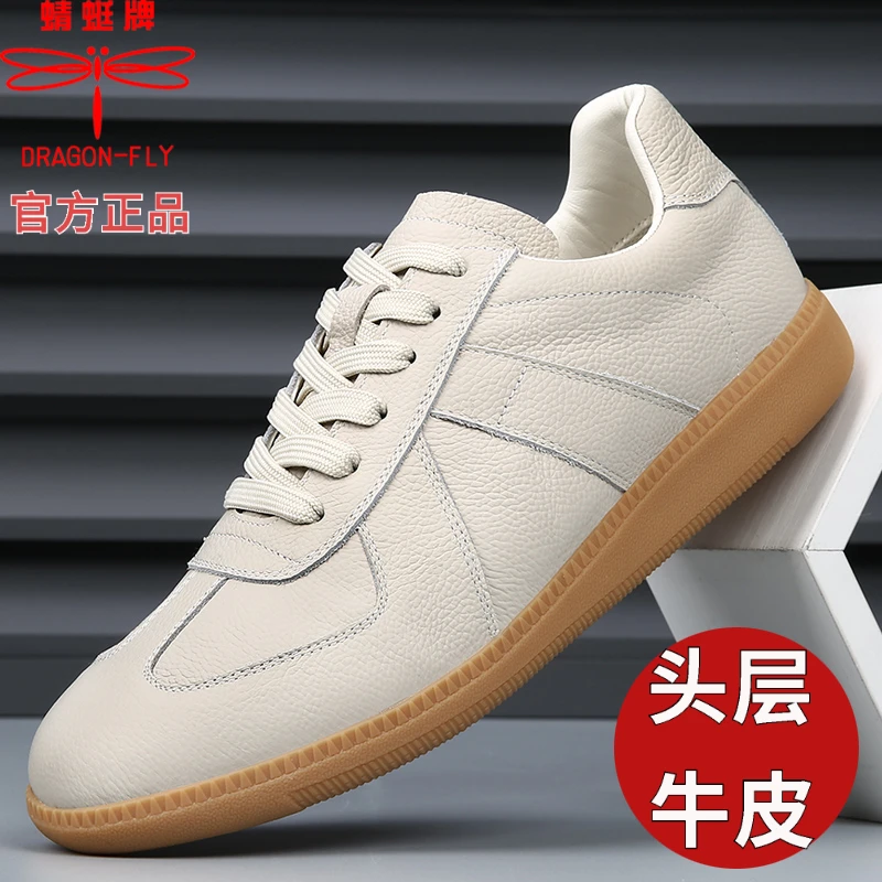 蜻蜓牌头层牛皮春夏新款真皮男鞋德训鞋软底休闲皮鞋运动凉鞋男