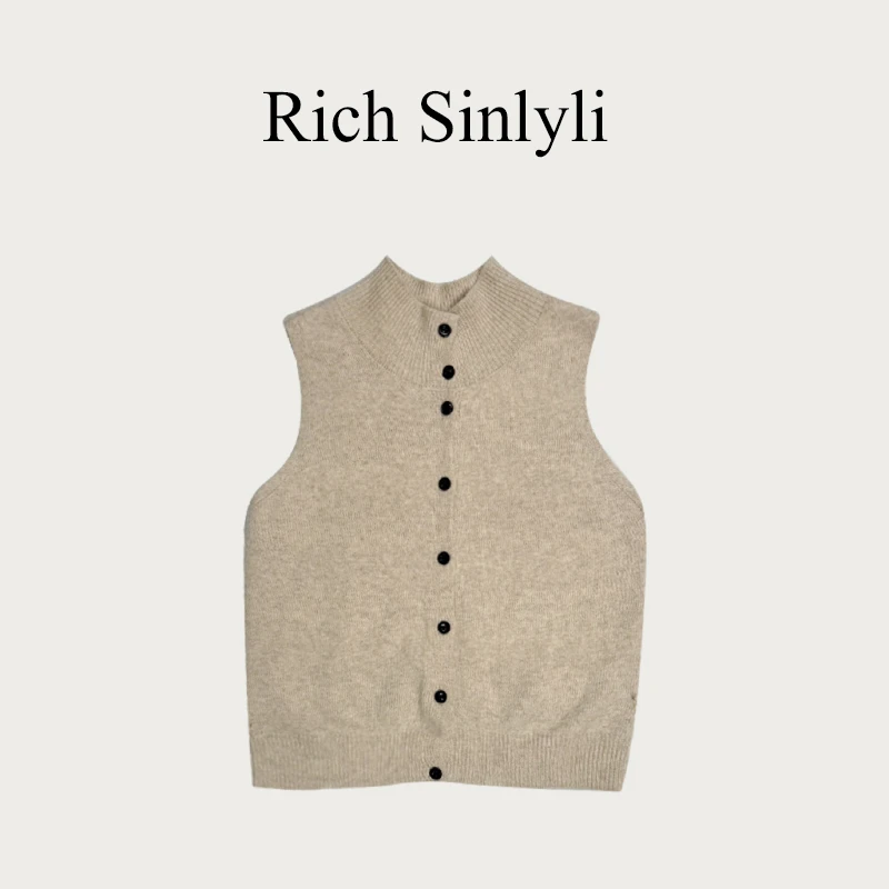 Rich Sinlyli纯色轻奢原创设计感气质百搭马甲秋冬2025新款内搭