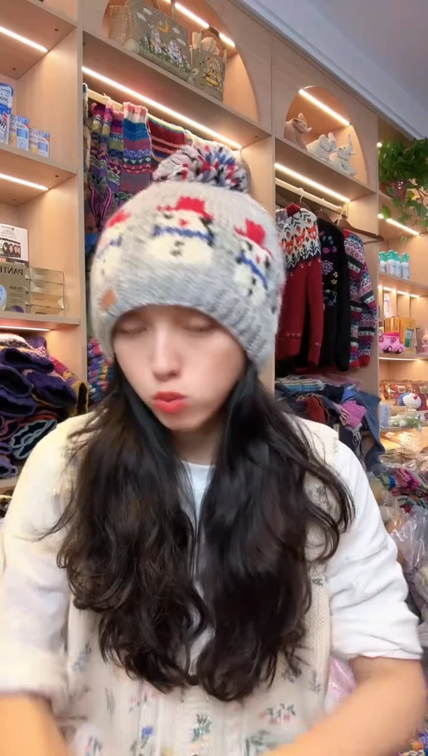 美利奴灰色雪人帽