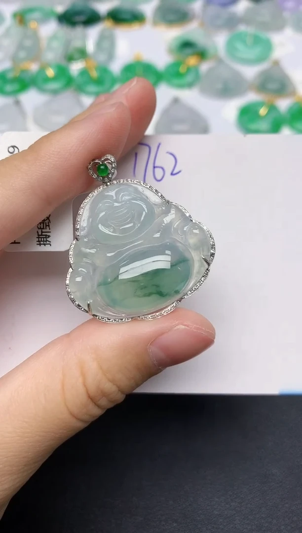 颈饰18K金镶嵌翡翠天然缅甸A货翡翠百元以上9元证书费自理