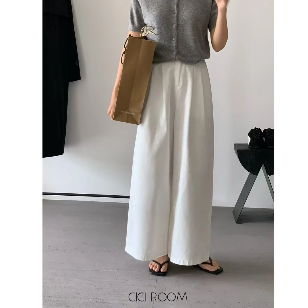 YOULI尤梨韩系简约百搭显瘦休闲裤女2025秋季新款高腰直筒裤