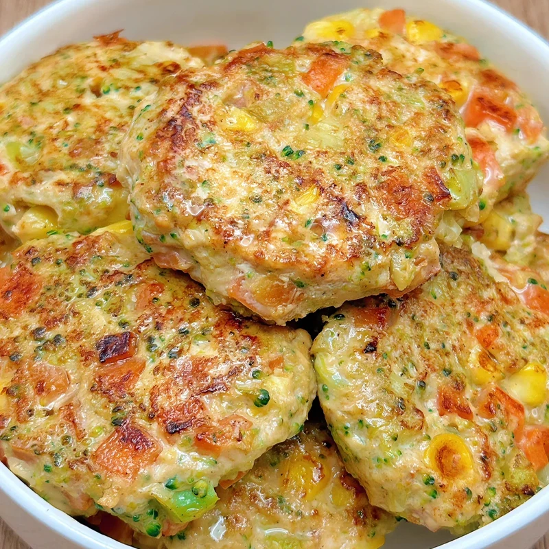 【顺丰极速发】膳食鸡肉蔬菜饼营养早餐半成品空气炸锅儿童果蔬虾饼