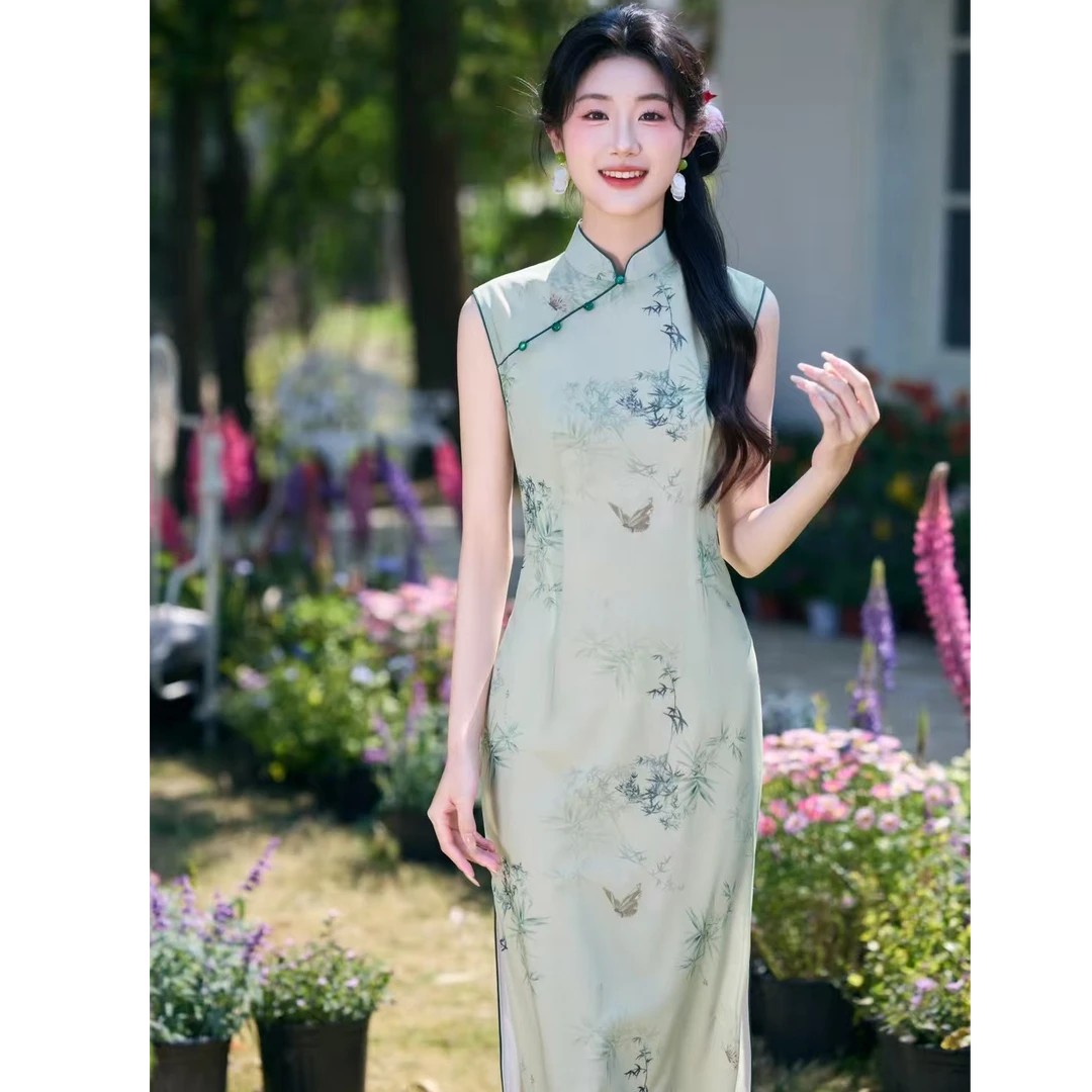 苏故里【虞美人】文艺复古无袖日常旗袍优雅立领显瘦修身衣长120