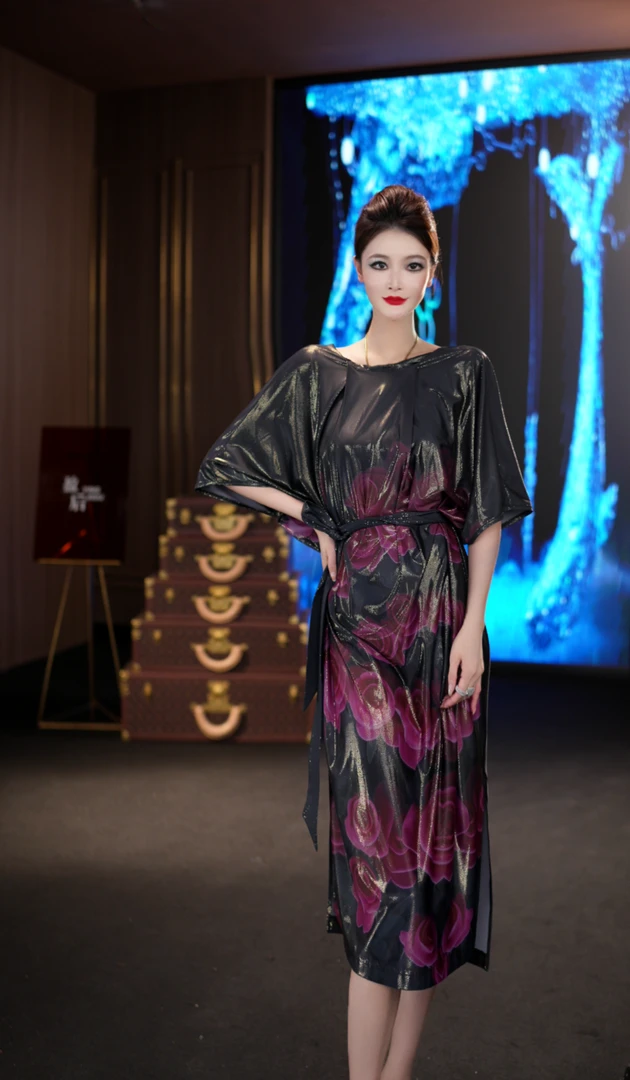 YINGHOU【曼曼】显瘦高贵气质轻奢法式设计师连衣裙D2200