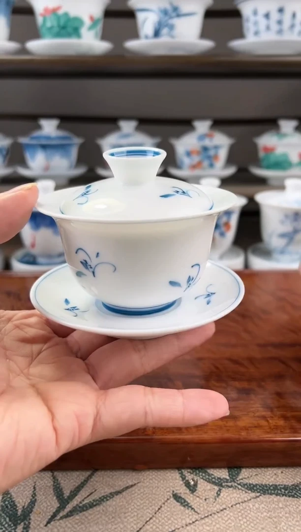 微瑕玉兰130ml三才盖碗