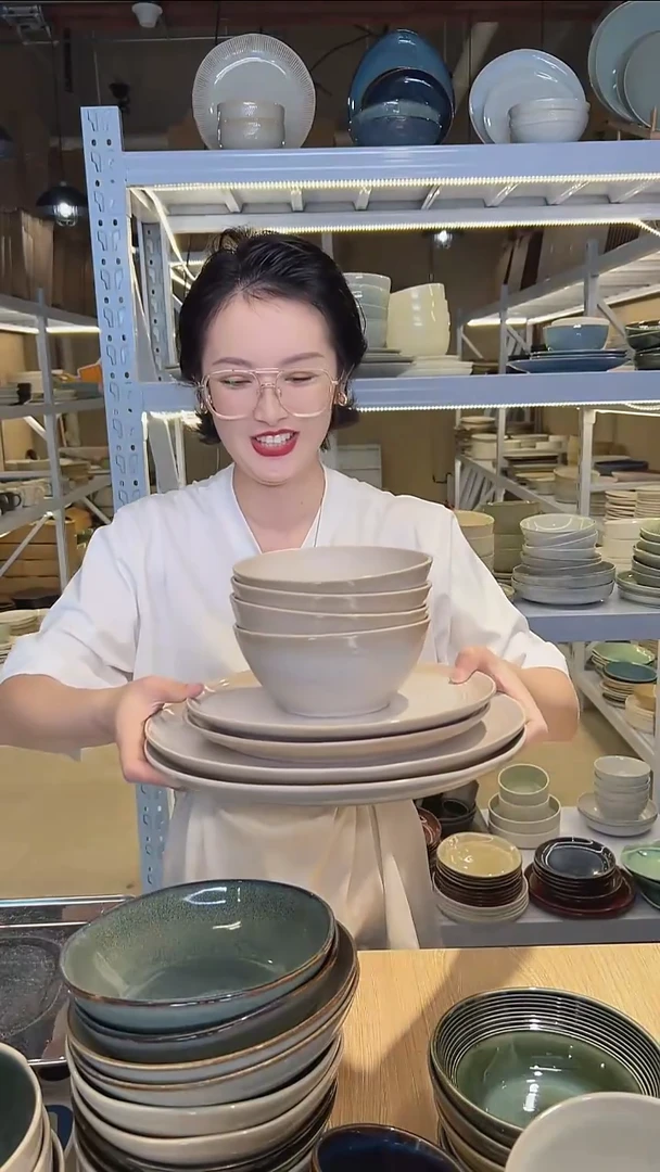 瓷38外贸尾货高温釉下彩陶瓷餐具默认微瑕