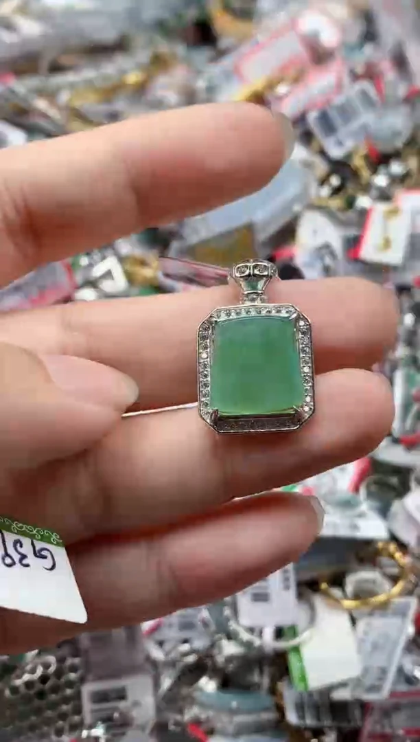 银S925镶嵌戒指翡翠天然A货缅甸翡翠