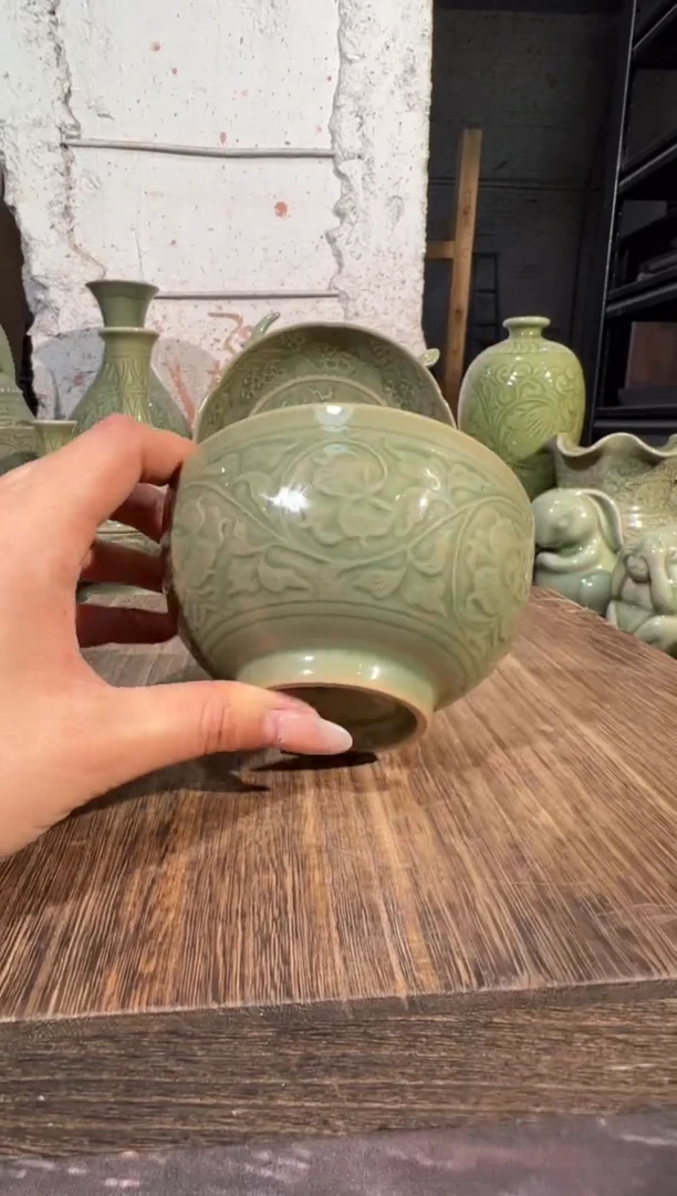 耀州窑香灰胎4.7寸碗一只