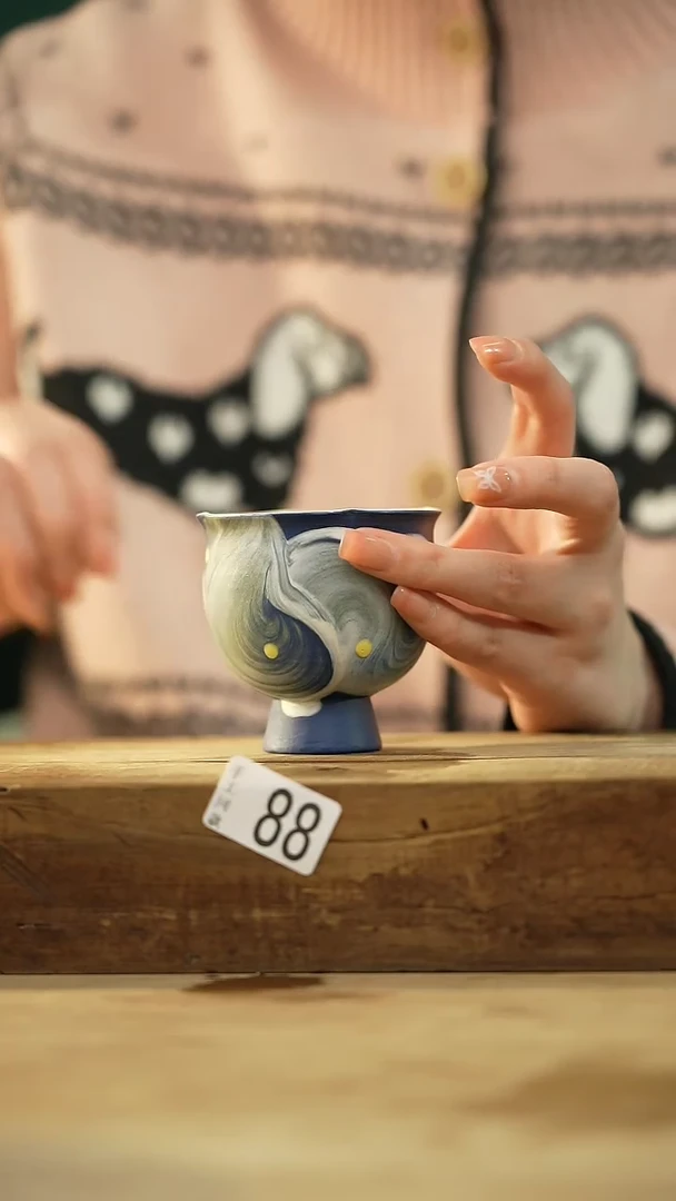 【闪购商品】瓷片蓝入海主人杯/设计师 牧渔 款