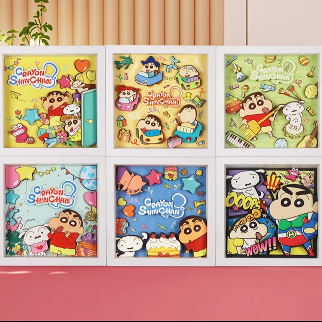 蜡笔小新3D立体装饰画手工立体画相框摆件潮玩女孩礼品