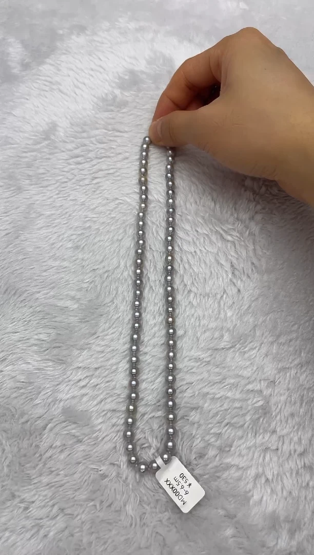 项链银S925镶嵌海水珍珠AK真多麻6-6.5mm