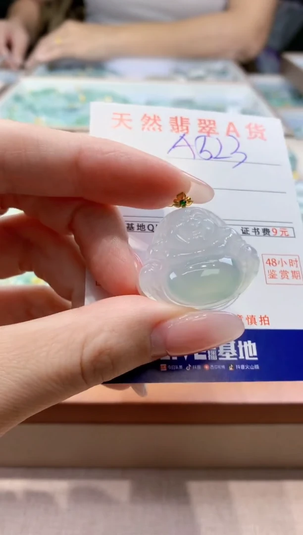 颈饰18K金镶嵌翡翠天然缅甸a货翡翠