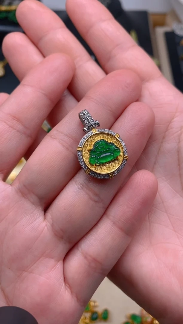 【闪购商品】翡翠吊坠(不含链)银S925镶嵌佛公