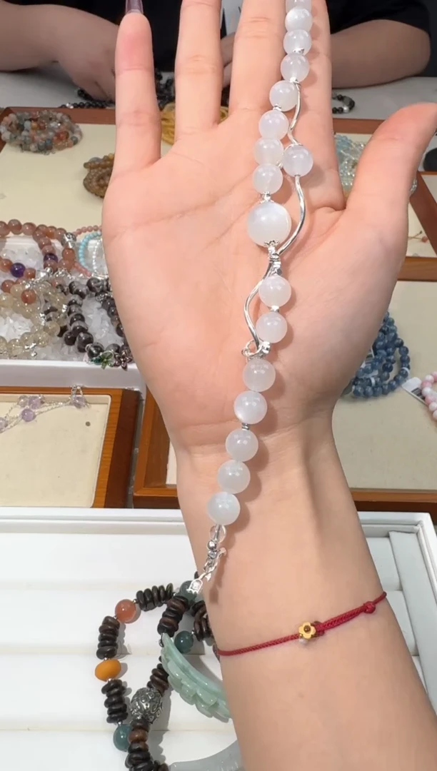 【闪购商品】水晶手链银S925镶嵌B038白月光ot扣款