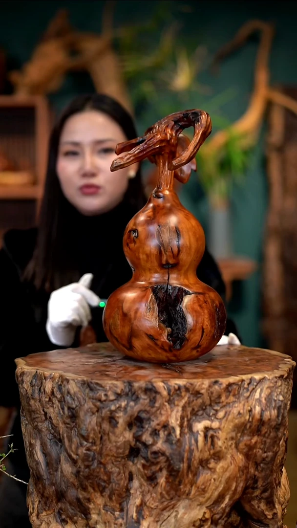 木雷击枣木葫芦摆件