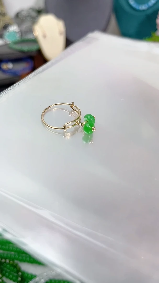 【闪购商品】翡翠戒指14K金镶嵌抽拉59