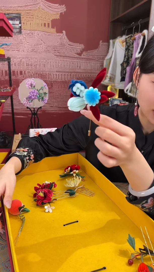 【闪购商品】刺绣 非遗绒花（发饰）