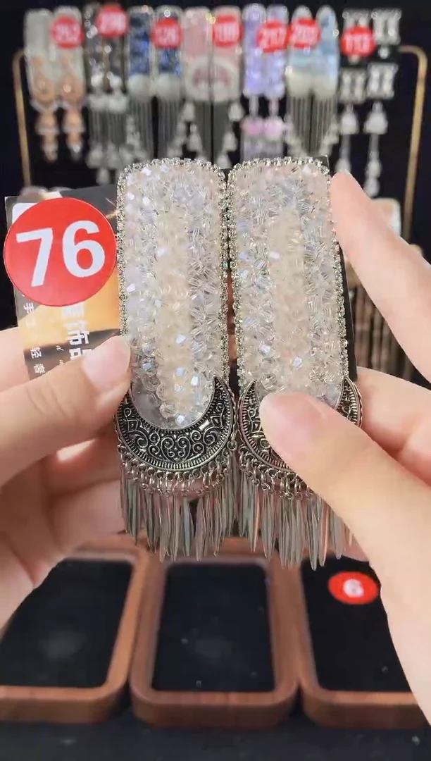 仿水晶铁合金76原创发夹一对正夹