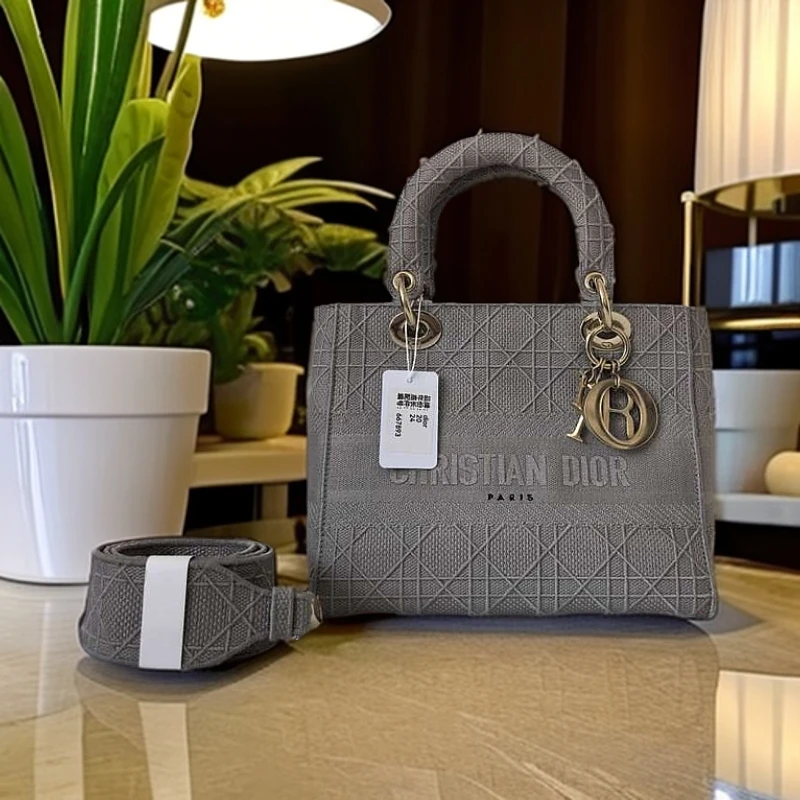 95新 DIOR/迪奥 迪奥Dior  岩石灰刺绣款帆布戴妃 5309