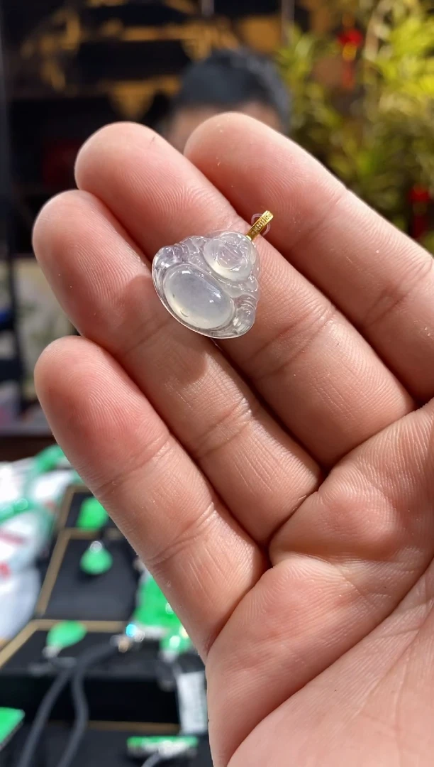 【闪购商品】翡翠18K金镶嵌吊坠(不含链)k00167-天然翡翠a货吊坠