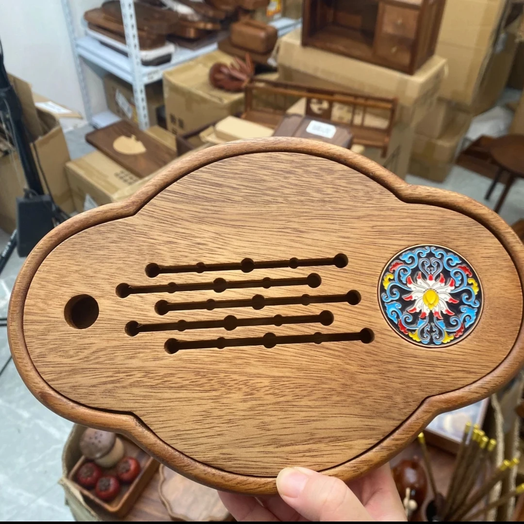 南美胡桃木珐琅云朵茶盘28*19*3.5cm