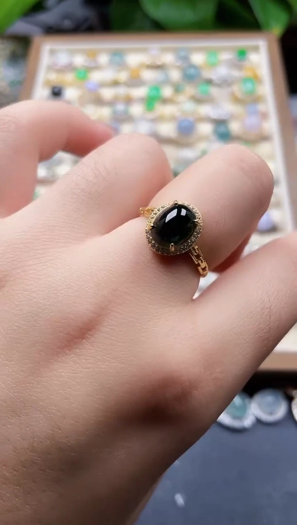 银S925镶嵌戒指翡翠82