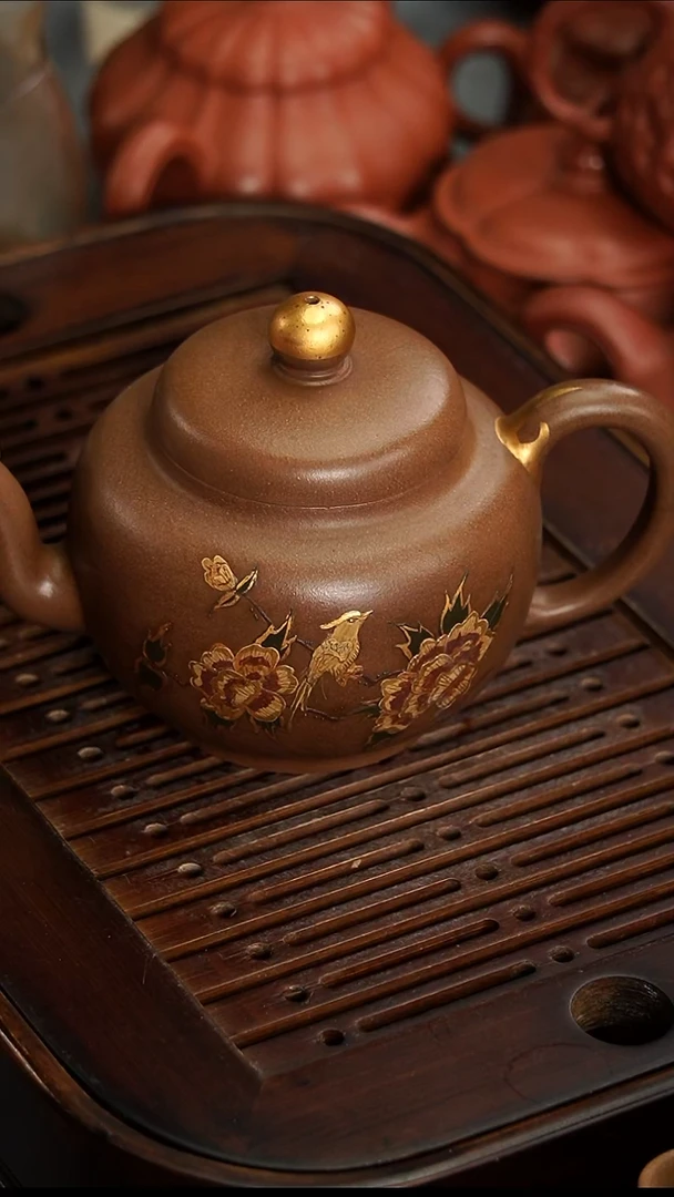 茶壶紫砂新**明宜兴紫砂黑心土匏尊