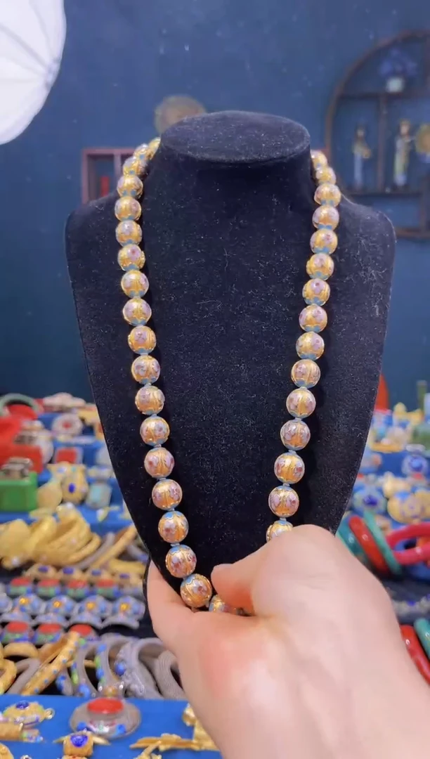 非遗 景泰蓝项链 金地1.2