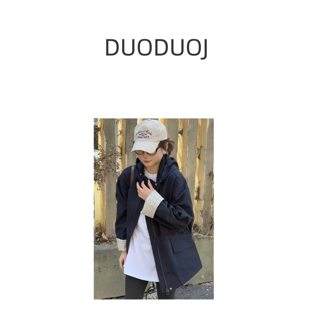 【DuoDuoJ】【外套62501】春款韩版休闲连帽简约中长款设计师风衣外套