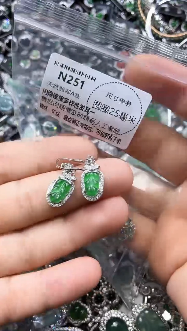 翡翠未镶嵌颈饰N251耳钩
