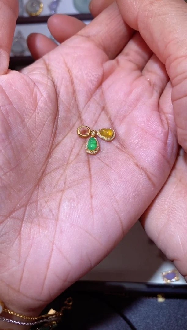 吊坠(不含链)18K金镶嵌翡翠忽**夏11111111