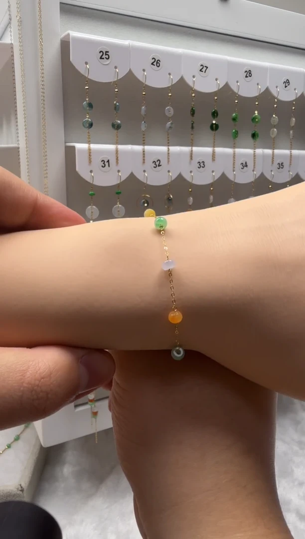 18K金镶嵌手链翡翠缅甸天然翡翠a货