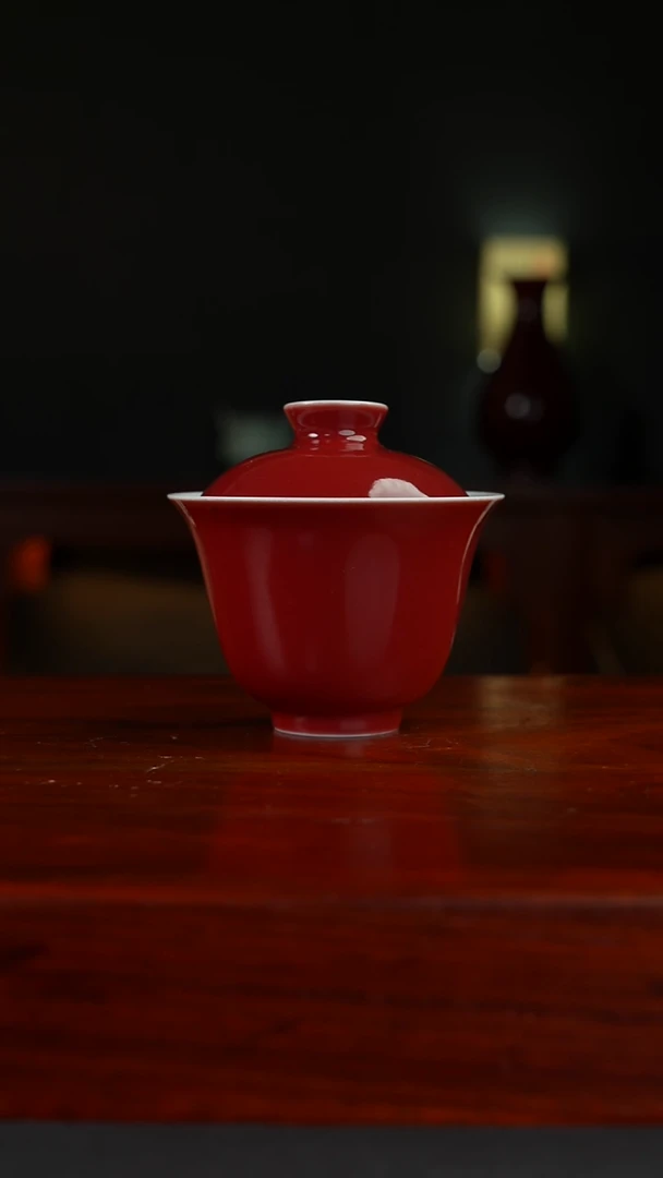 祖传窑真柴窑传承400年颜色釉霁红二才盖碗